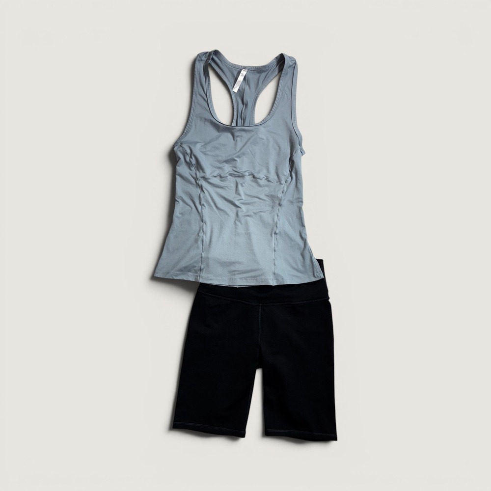 Fabletics‎ Bundle Activewear Set Womens Small Blue Tank Black PowerHold Shorts